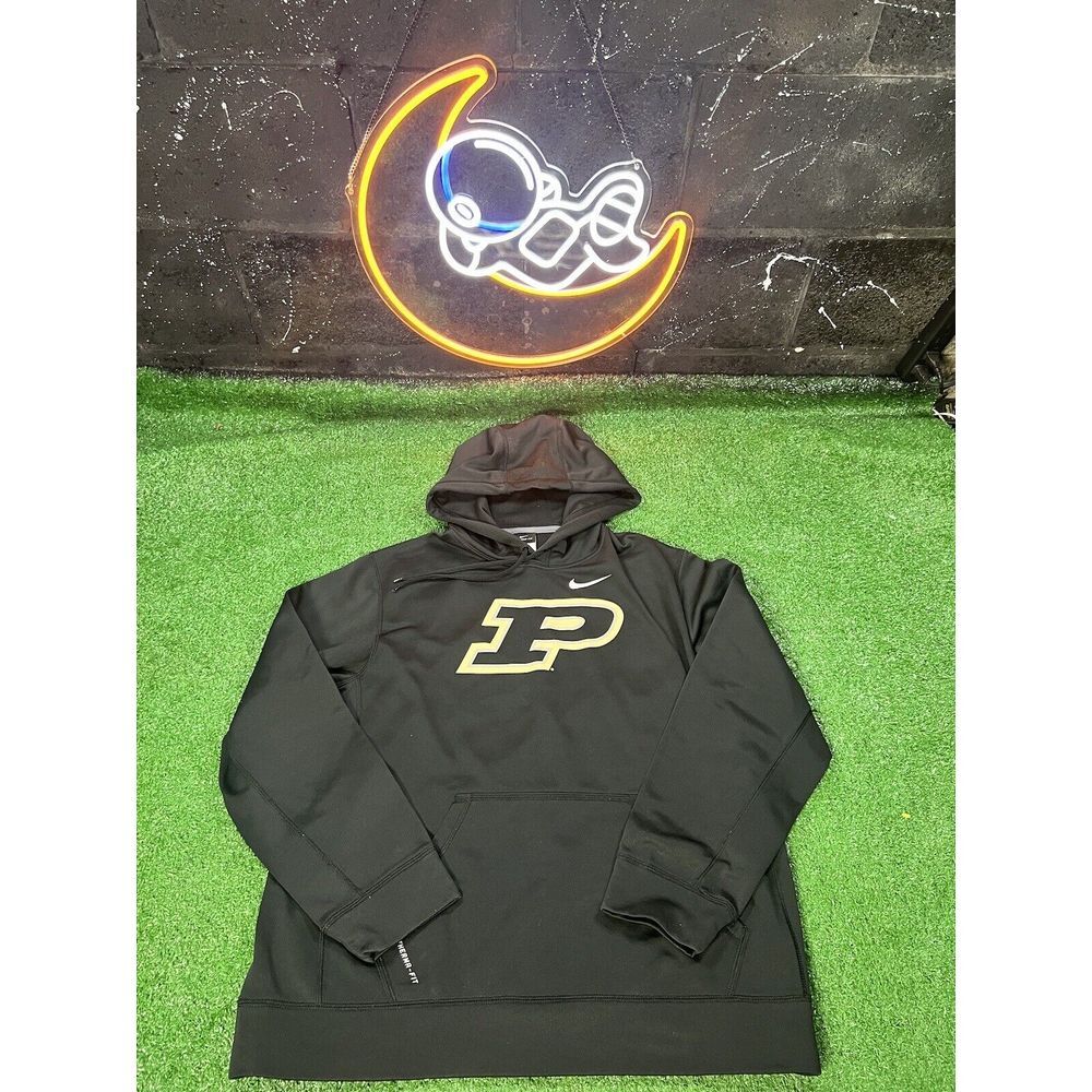 Nike Purdue University Collegiate Black Mens Size Large Hoodie Sweatshirt
